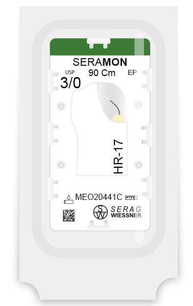 SERAMON non résorbable incolore (3/0) aiguille HR-17 de 90 CM boite de 24 sutures - Serag & Wiessner (MEO20441C) - Delynov