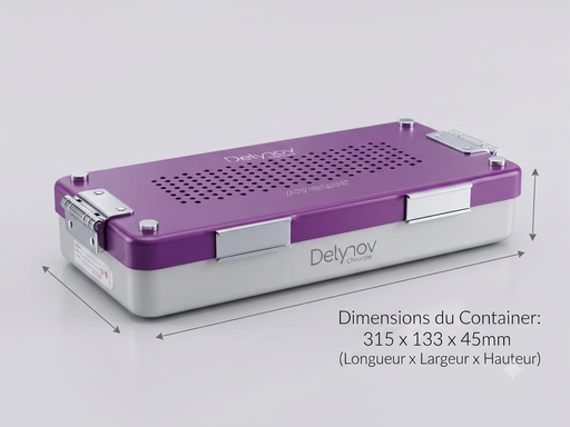 [C1violet] Container de stérilisation 315x133x45mm avec filtres Téflon - Couvercle Violet - Delynov (Aygün)  