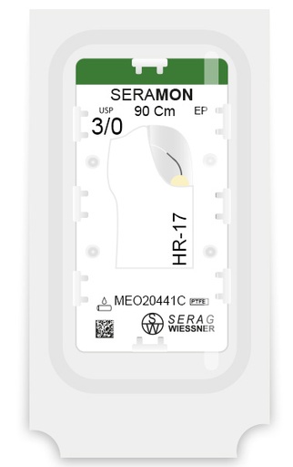 [MEO20441C] SERAMON non résorbable incolore (3/0) aiguille HR-17 de 90 CM boite de 24 sutures - Serag & Wiessner (MEO20441C) - Delynov